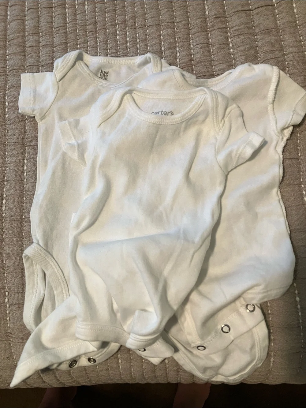 White Short-Sleeve Baby Bodysuit 3 Pack